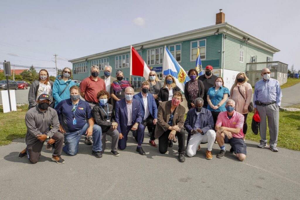 Group photo from 2020 community centre announcement
