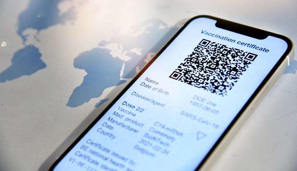 phone showing a digital certificate of vaccination